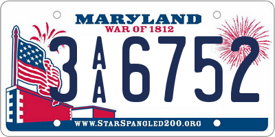 MD license plate 3AA6752