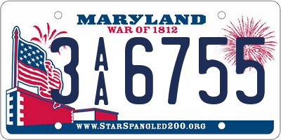 MD license plate 3AA6755