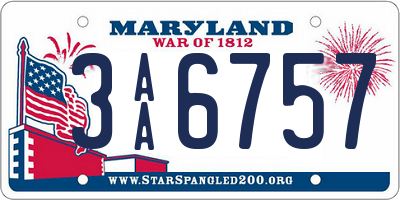 MD license plate 3AA6757