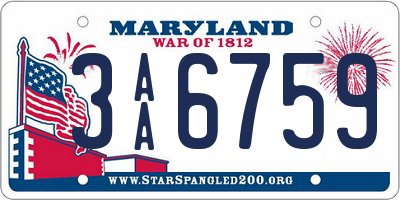 MD license plate 3AA6759