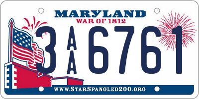 MD license plate 3AA6761