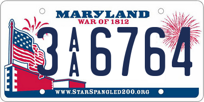 MD license plate 3AA6764