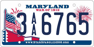 MD license plate 3AA6765