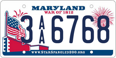 MD license plate 3AA6768