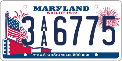 MD license plate 3AA6775