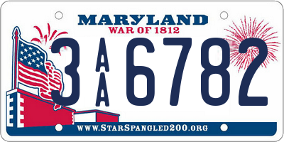 MD license plate 3AA6782