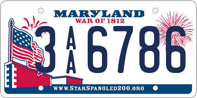 MD license plate 3AA6786