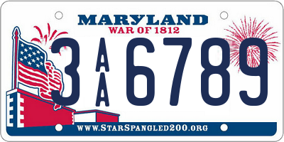 MD license plate 3AA6789