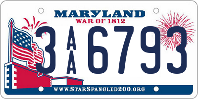 MD license plate 3AA6793