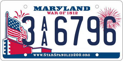 MD license plate 3AA6796