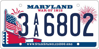 MD license plate 3AA6802