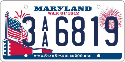 MD license plate 3AA6819