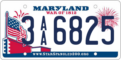 MD license plate 3AA6825