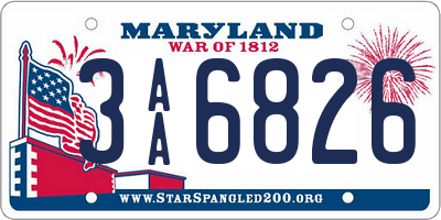 MD license plate 3AA6826