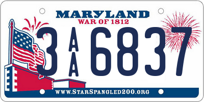 MD license plate 3AA6837