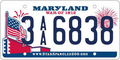 MD license plate 3AA6838