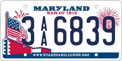 MD license plate 3AA6839