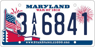 MD license plate 3AA6841