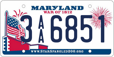 MD license plate 3AA6851