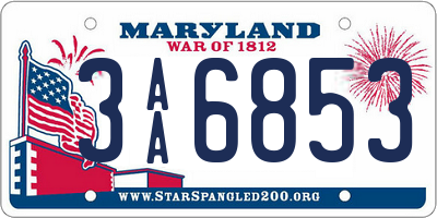 MD license plate 3AA6853