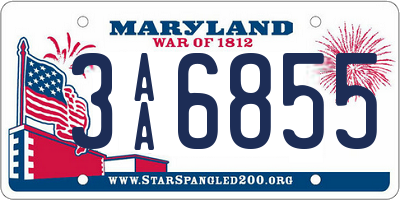 MD license plate 3AA6855