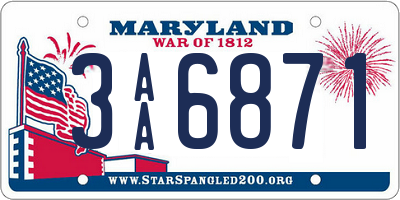MD license plate 3AA6871