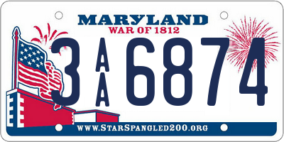 MD license plate 3AA6874
