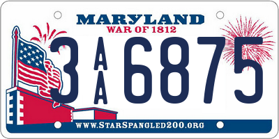 MD license plate 3AA6875