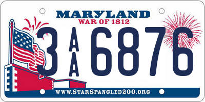 MD license plate 3AA6876