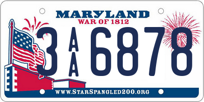 MD license plate 3AA6878