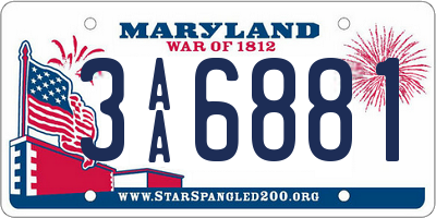 MD license plate 3AA6881