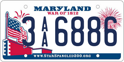 MD license plate 3AA6886