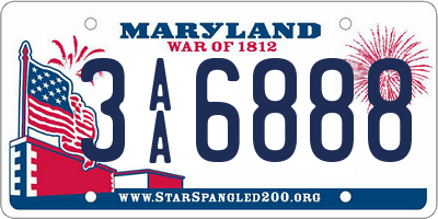 MD license plate 3AA6888