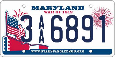 MD license plate 3AA6891