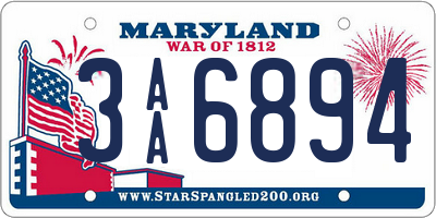 MD license plate 3AA6894