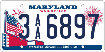 MD license plate 3AA6897