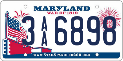 MD license plate 3AA6898