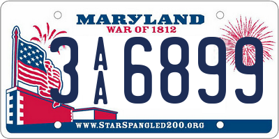 MD license plate 3AA6899