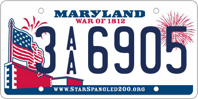 MD license plate 3AA6905