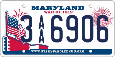 MD license plate 3AA6906