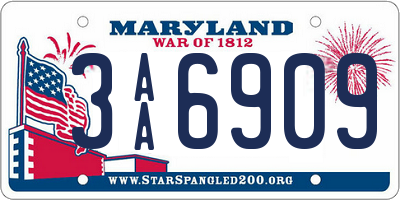 MD license plate 3AA6909