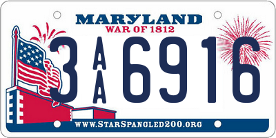 MD license plate 3AA6916