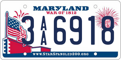 MD license plate 3AA6918