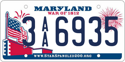 MD license plate 3AA6935