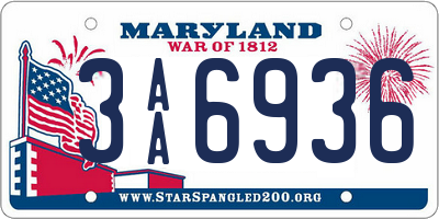 MD license plate 3AA6936