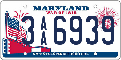 MD license plate 3AA6939