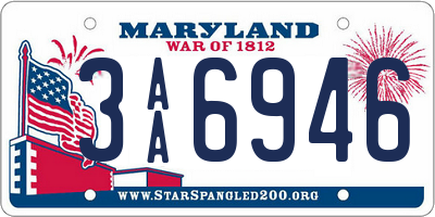 MD license plate 3AA6946