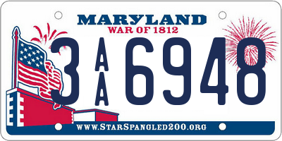 MD license plate 3AA6948