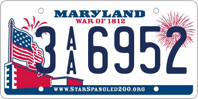 MD license plate 3AA6952