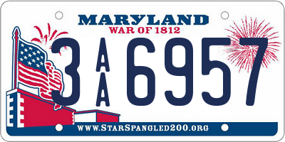 MD license plate 3AA6957